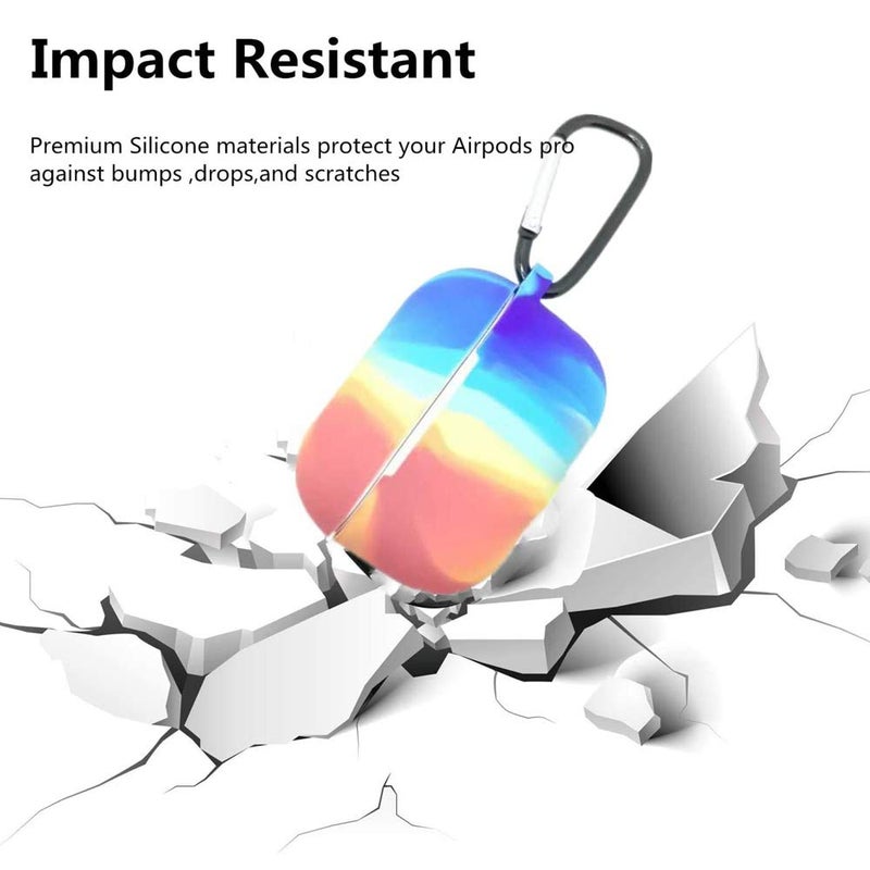 Laugwey Cute Colorful Case for Airpods Pro,Rainbow Pattern Soft Silicone Protective Case with Anti Lost Rope for AirPods Pro 2019,Rainbow Colors Protective Cover for Airpods Pro - Image 5